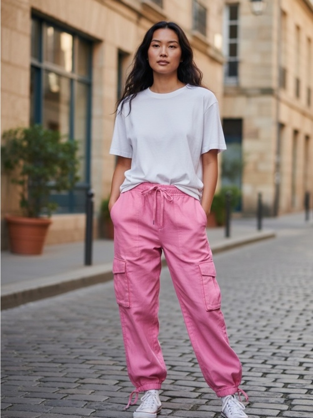 Gianni Bini Natasha Parachute Cargo Jogger Pants Pop Pink Size 8 NWT